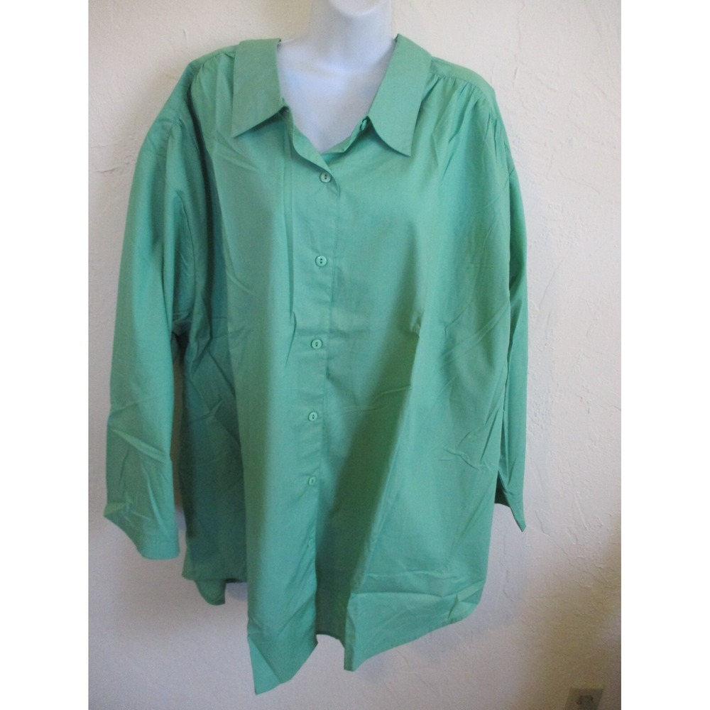 Roaman's Shirt Plus Size 4X 34W / 36W Green Button Up